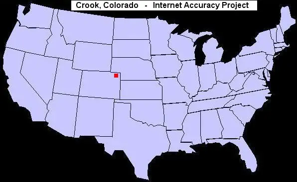 U.S. map showing the location of Crook, Colorado