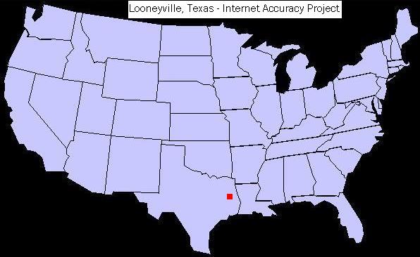 U.S. map showing the location of Looneyville, Texas