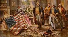 Betsy Ross presents her flag