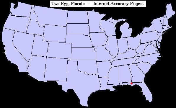 U.S. map showing the location of Two Egg, Florida