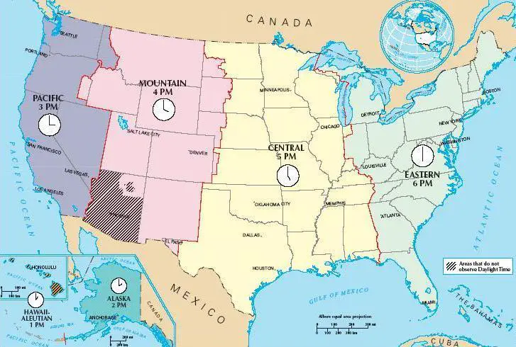 U.S. Time Zone Map